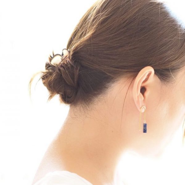 White Finches Nora Arch Blue Stone Artisan Earrings