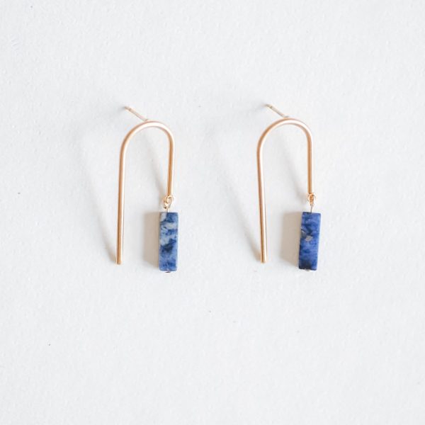 White Finches Nora Arch Blue Stone Artisan Earrings