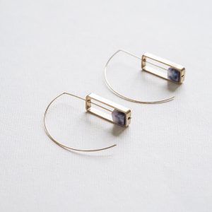 White Finches white dot blue earrings