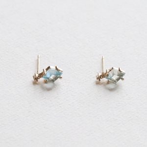 White Finches Blue Crystal Studs