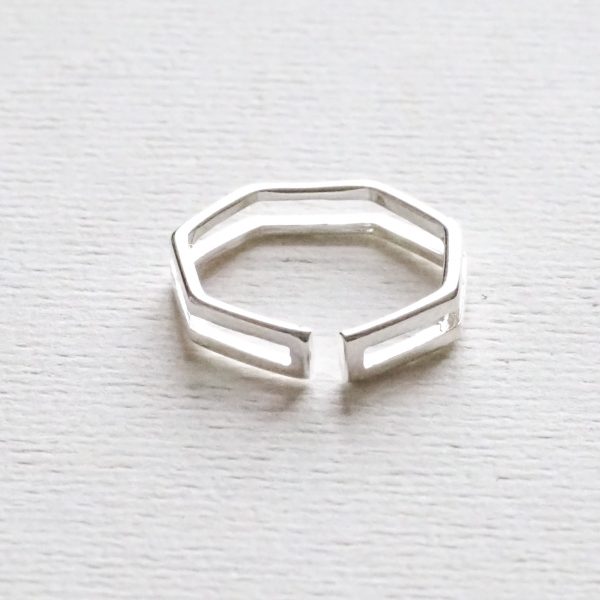 White Finches geometric Ring